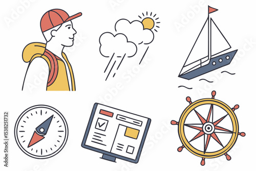 nautical icons set