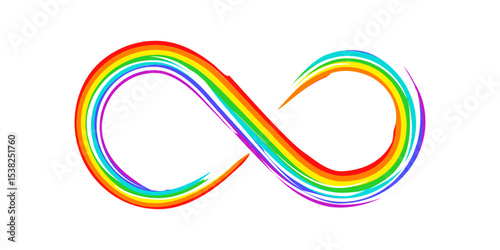 Hand drawn brush rainbow infinity symbol. Vector