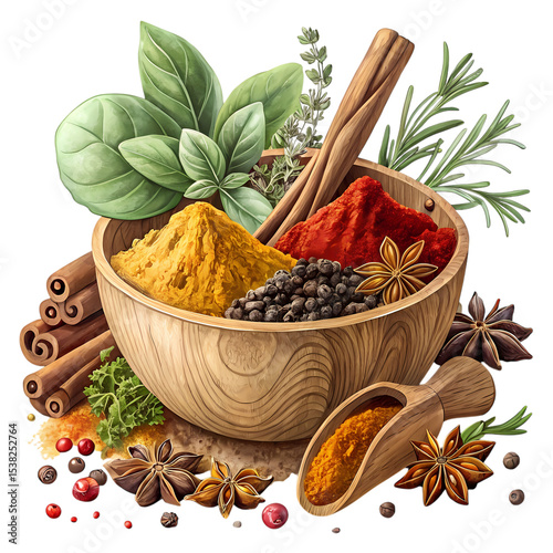 Vibrant Spices & Herbs: A Culinary Delight - Perfect for Food Blogs & Recipes