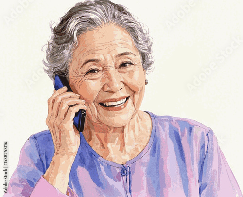 Watercolor Murmur woman talking on phone isolated vector illustration svg