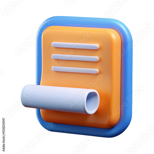 3d render of document icon isolated on transparent background