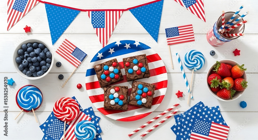 Obraz premium Patriotic fourth of july treats and decorations