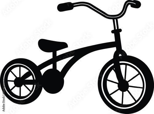 Colorful children’s tricycle on white background, vintage three-wheel bike, outdoor toy, kids riding trike, safe and fun tricycle for toddlers, playful transport vehicle, classic trike design