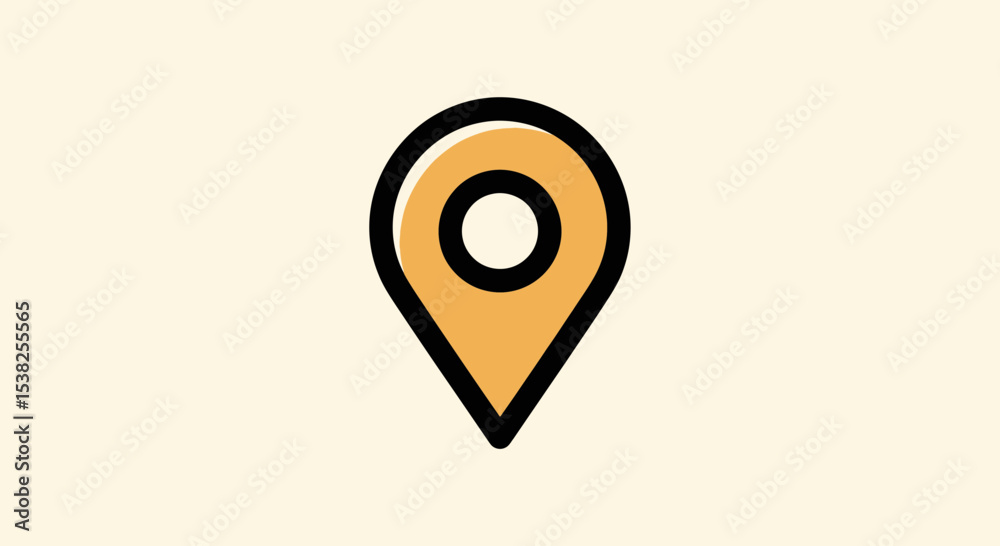Minimalist Vector SVG Icon of Location Pin with Circular Center in Flat Design Style with Warm Orange and Black Colors Minimalist Vector SVG Icon of Location Pin with Circular Center in Flat Design Style with Warm Orange and Black Colors