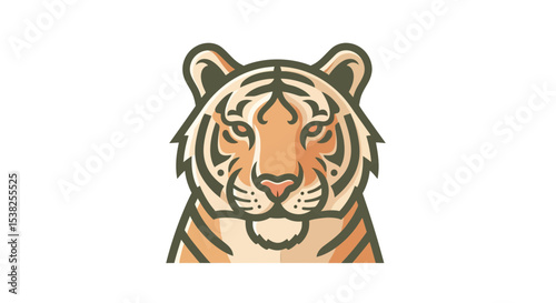 Vector SVG Illustration of a Tiger Head in Modern Flat Style with Detailed Facial Features and Warm Color Palette for Digital and Branding Use photo