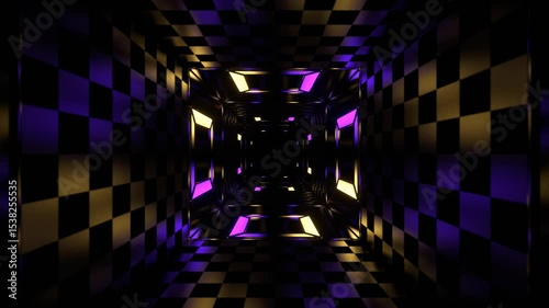 Yellow and Purple Fantastic Movement into the Neon Abyss Background VJ Loop in 4K