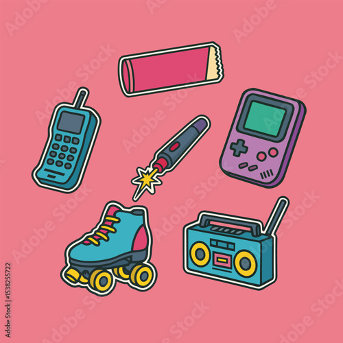 Pop Art Retro Music Devices Vector Set