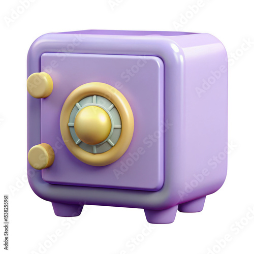 Cartoon purple safe box isolated on transparent background