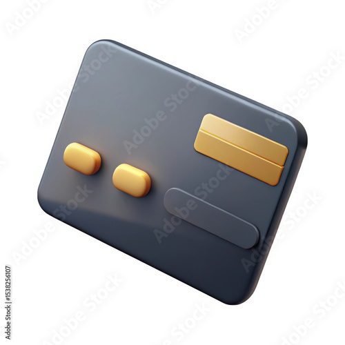 Dark gray credit card icon isolated on transparent background