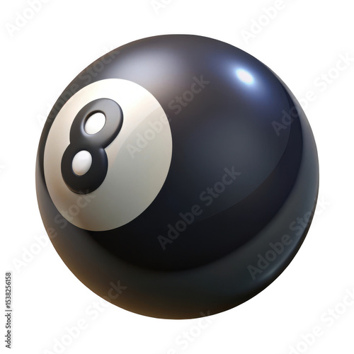 Eight ball billiards ball isolated on transparent background