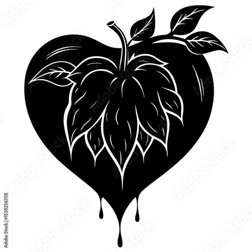 Bleeding heart silhouette vector art illustration