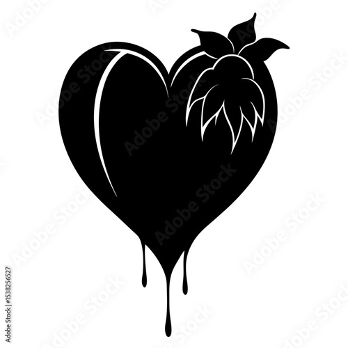 Bleeding heart silhouette vector art illustration
