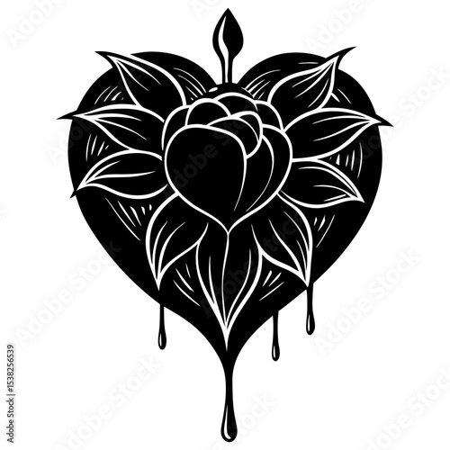 Bleeding heart silhouette vector art illustration