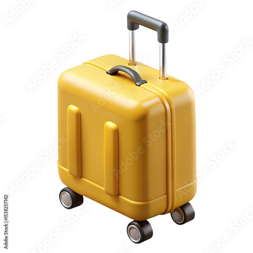 Yellow carry on suitcase 3d render isolated on transparent background