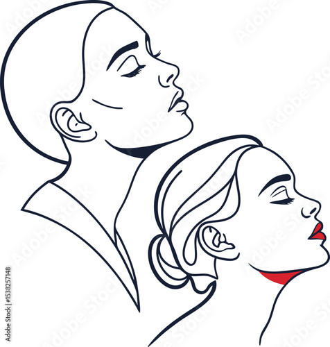 Elegant Line Art Portraits of Two Women A Study in Grace and Beauty
