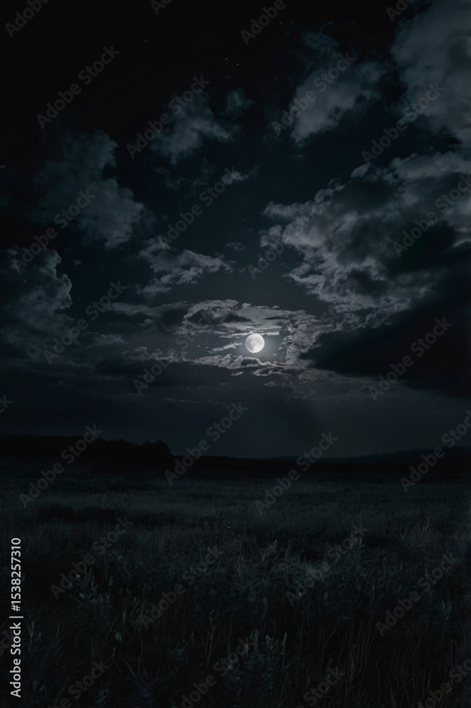 Fototapeta premium night sky with clouds and moon