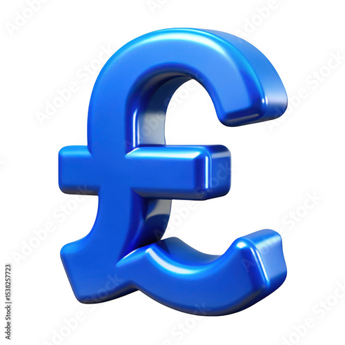 3d blue pound sterling symbol isolated on transparent background