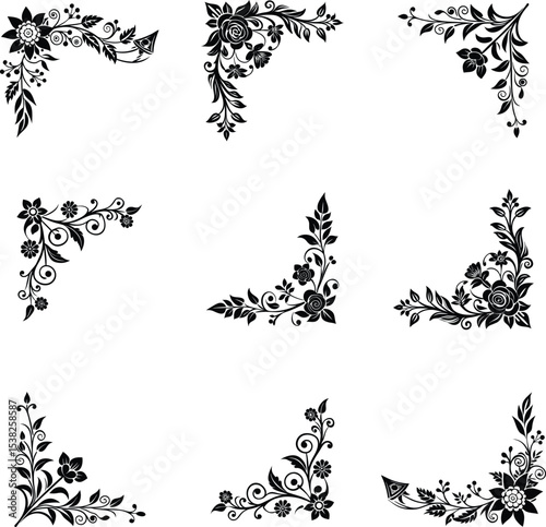  floral paper corner design with white background