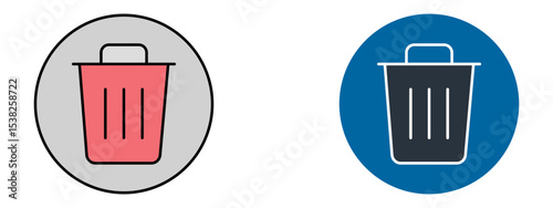Dustbin Icon – Delete or Trash Symbol in Fill and Glyph Blue Style

