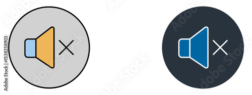 Mute Icon – Sound Off or Audio Silence Symbol in Fill and Glyph Blue Style

