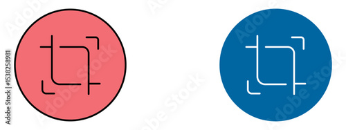 Crop Icon  image Editing or Resize Symbol in Fill and Glyph Blue Style

