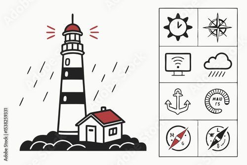 lighthouse icon set