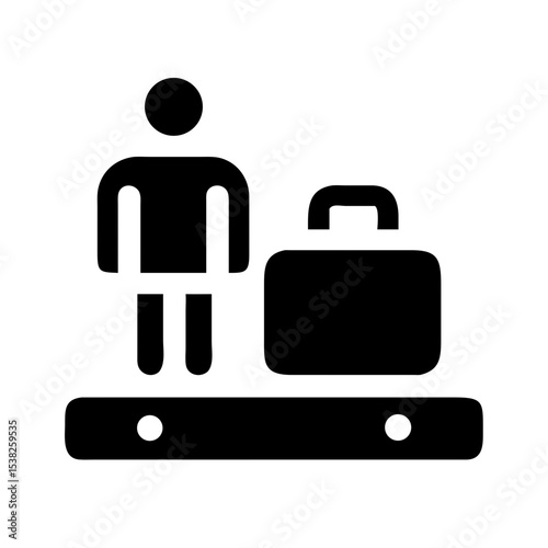 Baggage Claim Icon with Passenger and Suitcase for Travel Websites, Airport Services, Luggage Handling Guides, and Transportation Blogs  