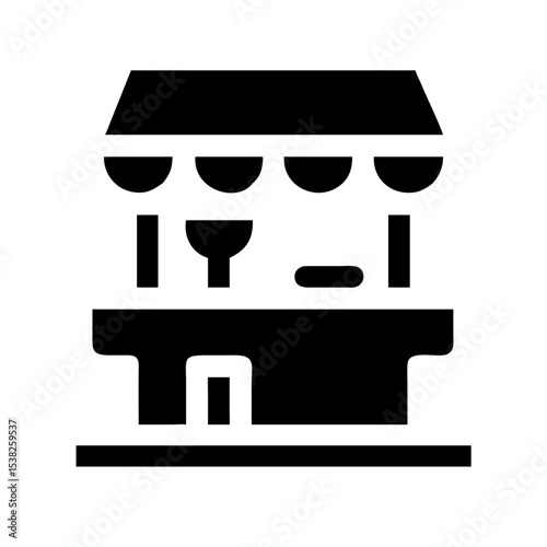Minimalist Food Court Icon in Black Silhouette for Marketing Materials, App Design, Restaurant Websites, Food Services, and Culinary Blogs  