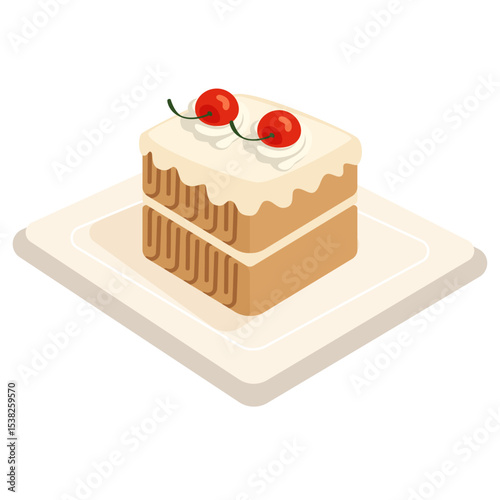 Tiramisu with topping cherry fruit fresh