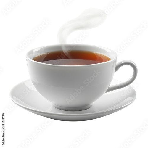 A cup of steaming tea on transparent background
