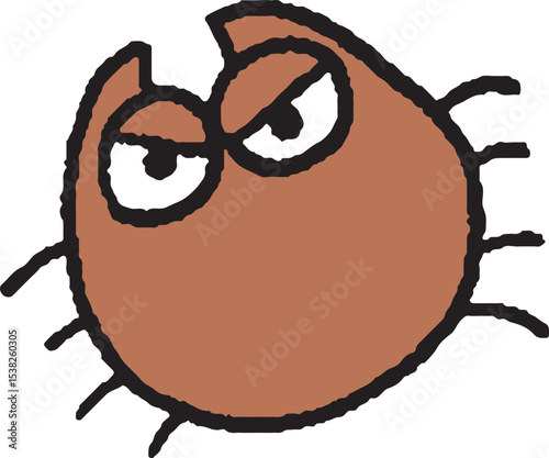 攻撃的なダニの手描きイラスト