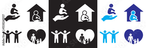 Child care icon.  international children day. Vector for websites, mobile interfaces, presentations, banner, visual branding etc. Vector illustration. isolated on white and black background. EPS 10