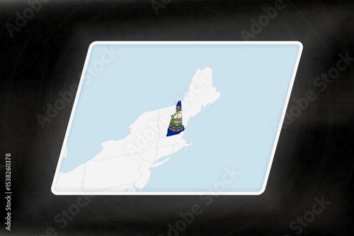 New Hampshire Highlighted in Flag Colors on Geographic Map.