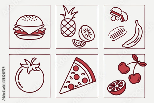 set of food icons