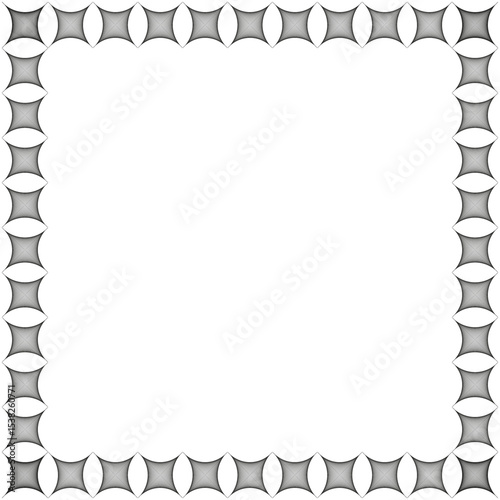 Tiled frame icon. Square border shape. Abstract tile pattern. Vector white design.