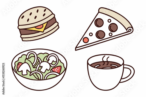 vector set of cake