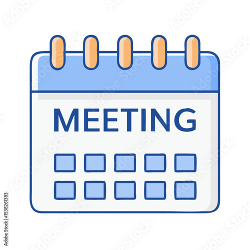 Meeting schedule on calendar. Business appointment reminder icon for planning and organization.  Meeting date is marked on simple calendar illustration.