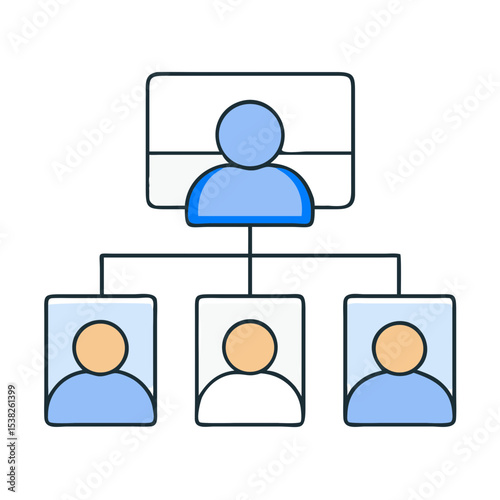 Simple organization chart showing hierarchical structure.  This chart displays a manager and three subordinates, ideal for presentations or reports.