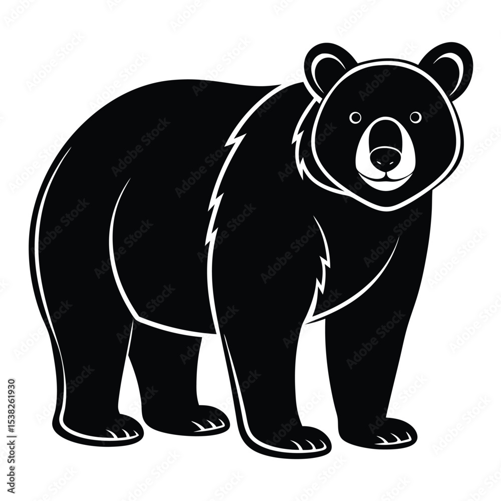 Fototapeta premium Wild Bear Silhouette Graphic in Solid Black Format