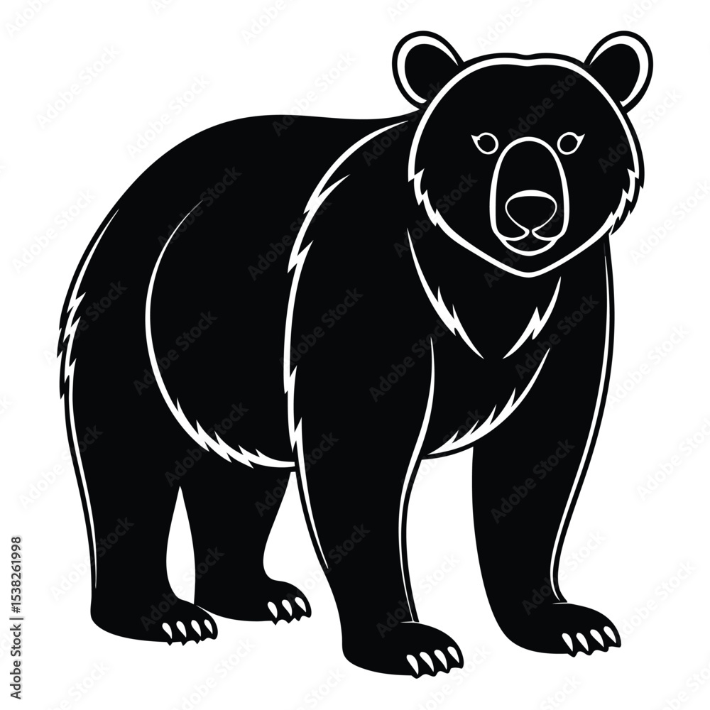 Fototapeta premium Bold Bear Silhouette in Side Walking Pose