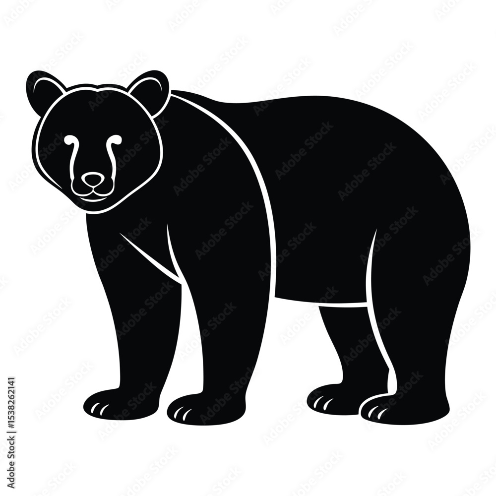 Fototapeta premium Simple Black Silhouette of a Bear Illustration