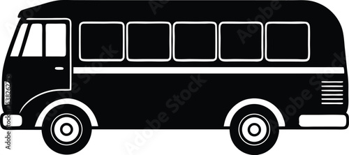 Shuttle bus transportation service vehicle, city shuttle van, airport transfer minibus, modern commuter transit, passenger shuttle on road, urban travel transport, stock photo illustration