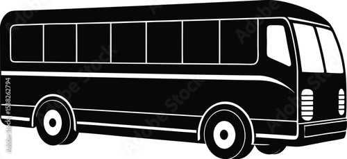 Colorful bus isolated on white background, public transport vehicle, urban commute, city travel illustration, side view of modern bus icon for transport concept and stock image use