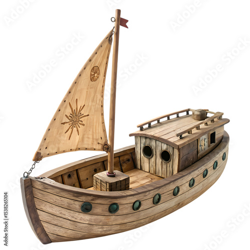 Wooden Sailboat Model: Detailed Craftmanship & Nautical Charm