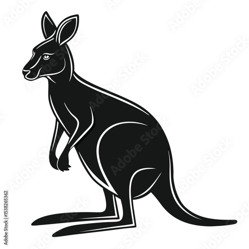 Kangaroo Animal Silhouette Icon for Wildlife and Outback Themes
