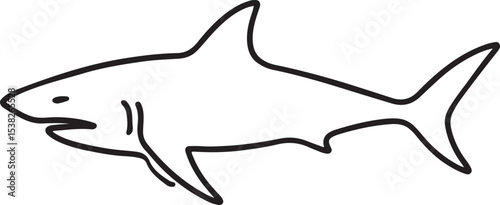 shark line art drawing silhouette vector illustration 
