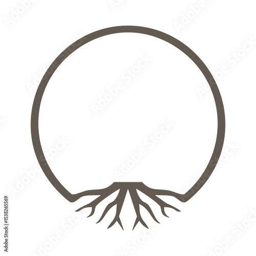 Brown Circle Tree Roots Border Frame