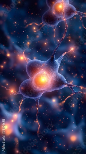 vertical view of animated brain node network with bright warning icon overlaying blocked region, clean diagrammatic setting