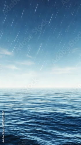 Calm ocean surface reflecting the blue sky and light clouds  