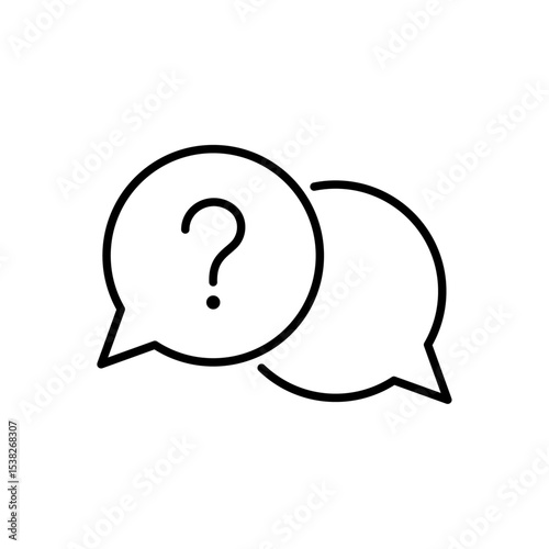 Editable stroke line icons related to questions set isolated on transparent background flat vector illustration